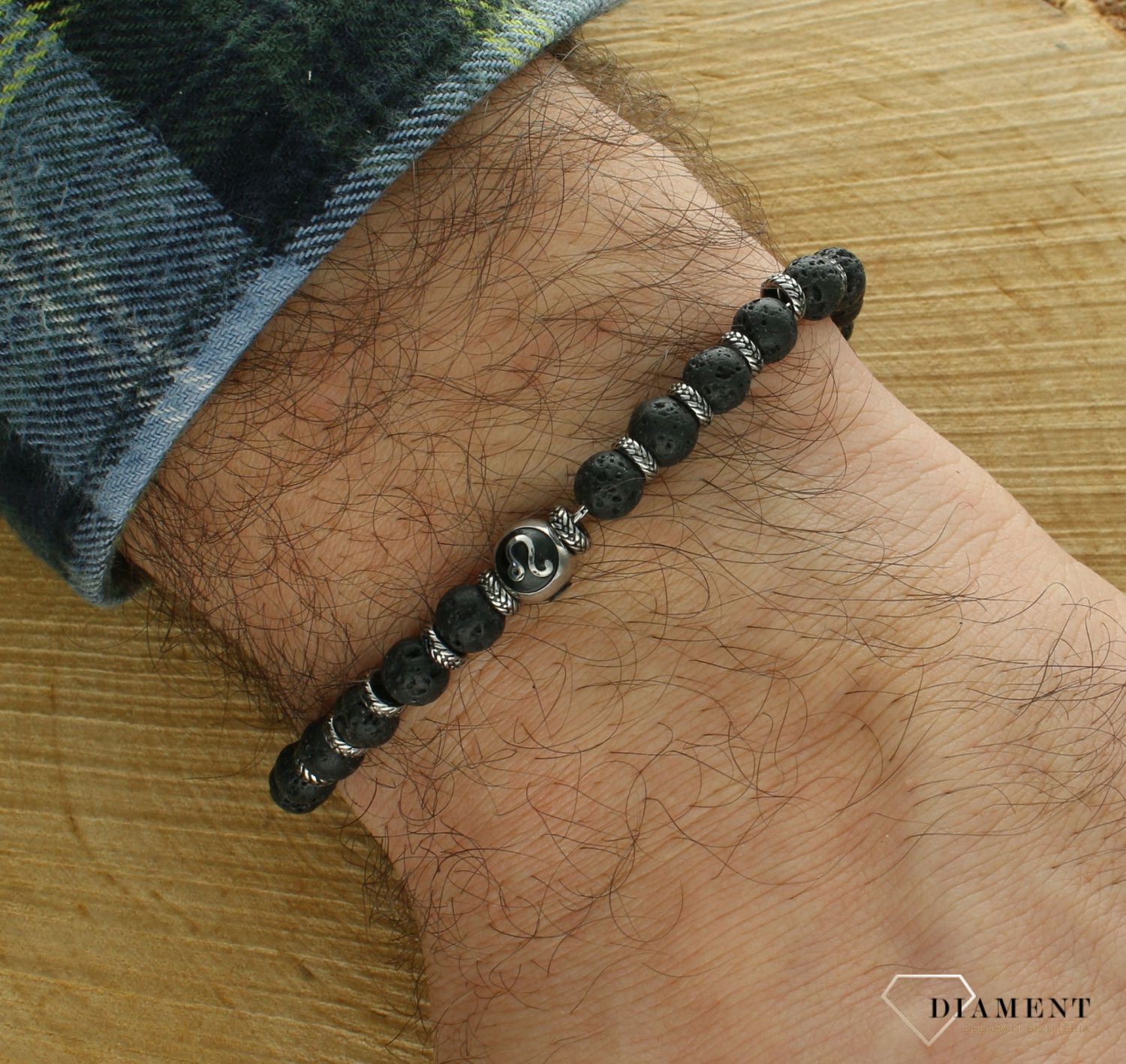 Bransoletka męska Lawa wulkaniczna i znak zodiaku Lew NOMINATION 027928 005.jpg